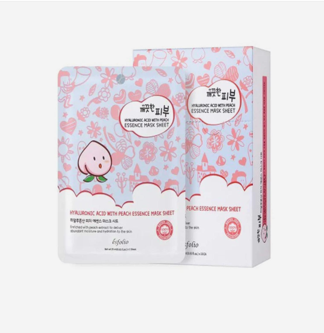 Esfolio Hyaluronic Acid with Peach Essence Face Mask Sheet
