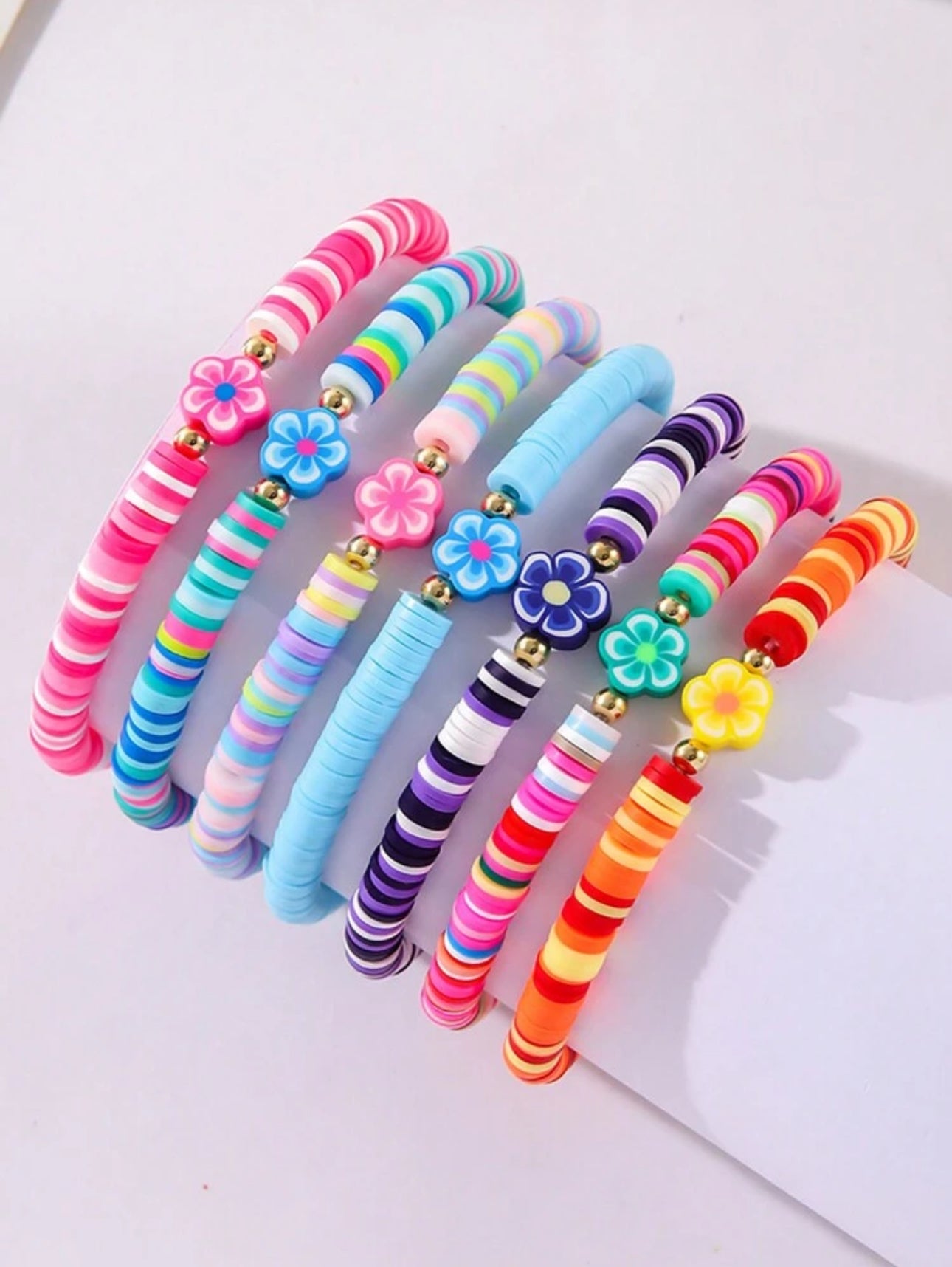 6pc Clay Bead Bracelet Bundle Set