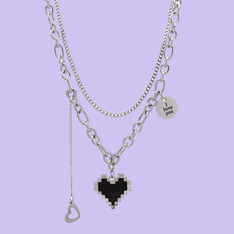 Silver Plated "I Love You" Necklace {2pc}
