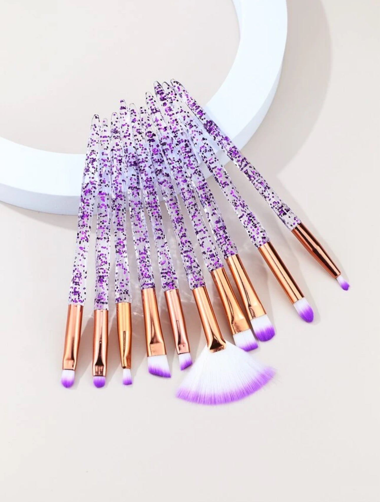 Crystal Makeup Brush Set {Purple}10pc