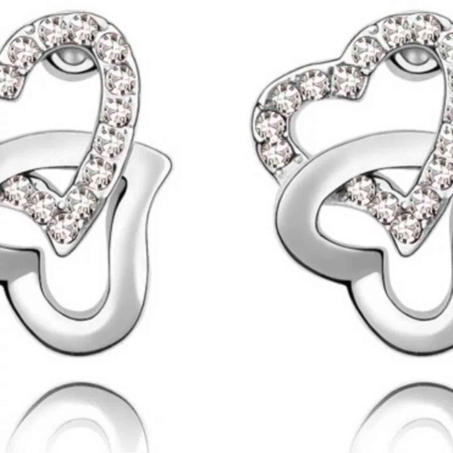 Silver Plated Double Heart Earrings