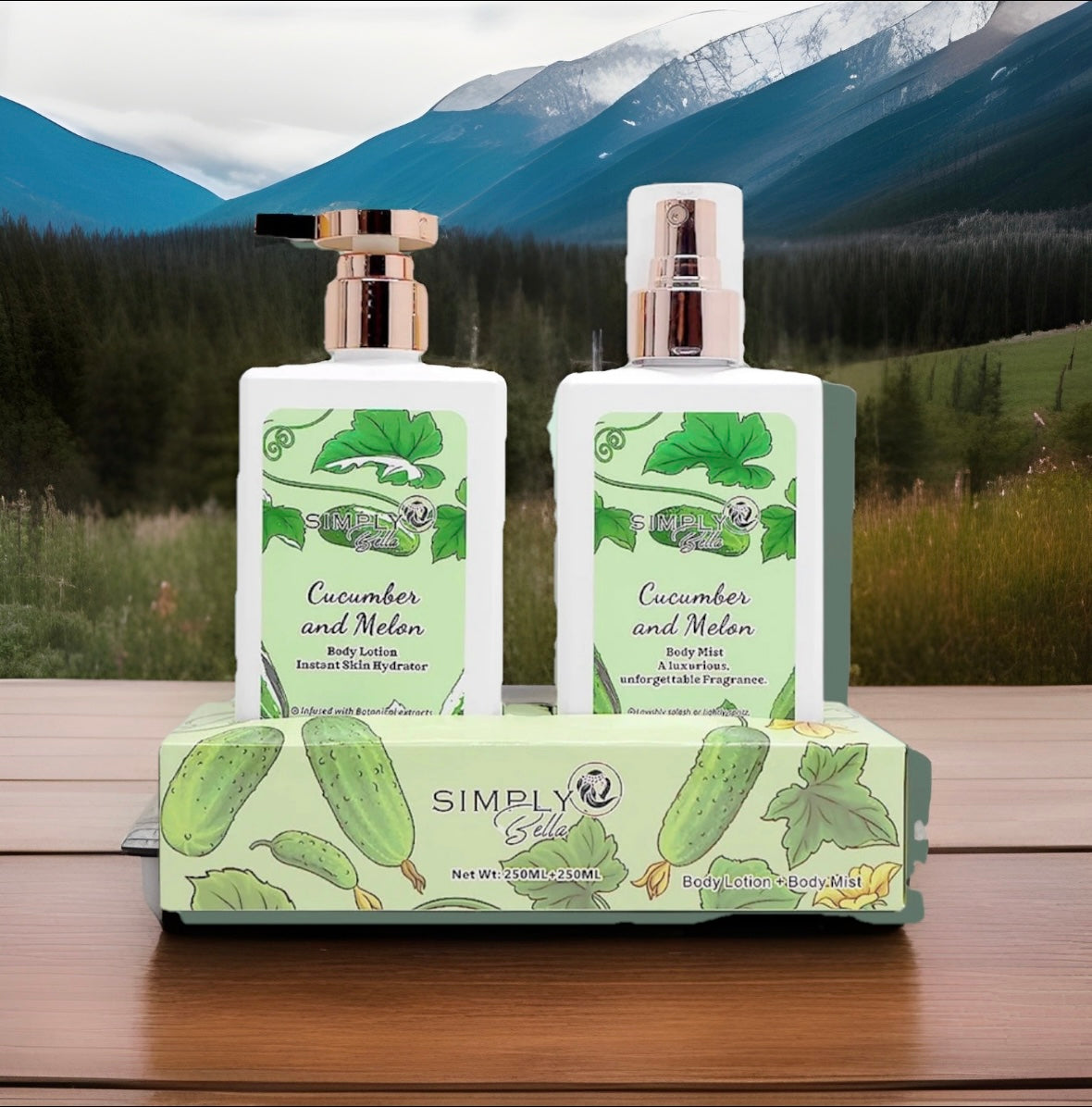 Simply Bella Cucumber & Melon Body Mist & Body Lotion Set {2pc}