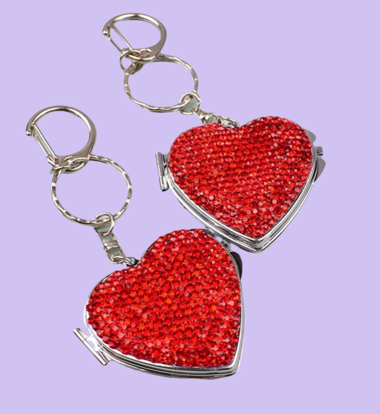 Bling Heart Mirror Keychain