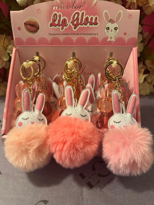 Bunny PomPom Lipgloss Keychain