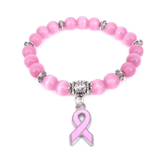 8mm Breast Cancer Awareness Charm Bracelet