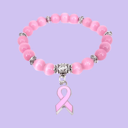 8mm Breast Cancer Awareness Charm Bracelet