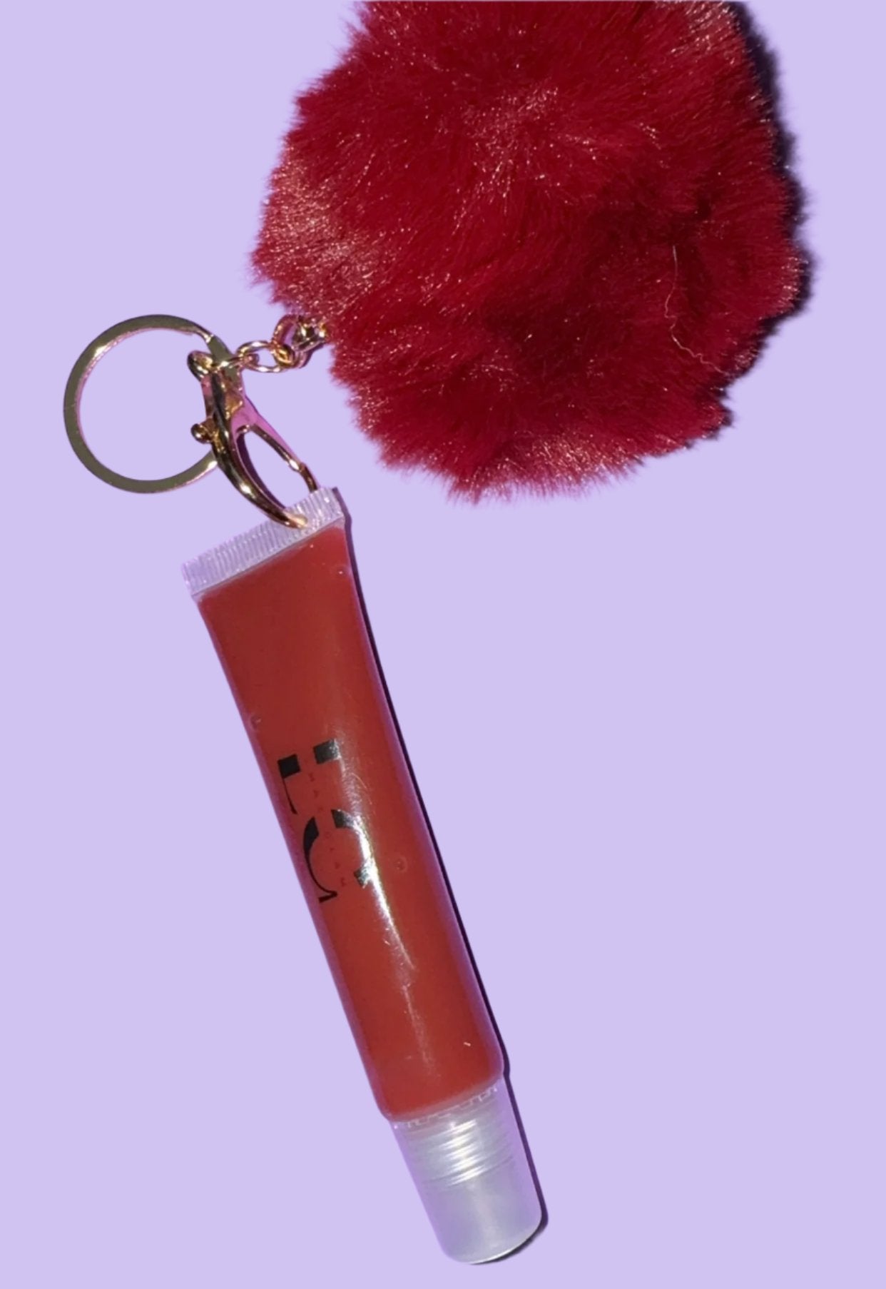 Rosewood Lipgloss Pom Pom Keychain