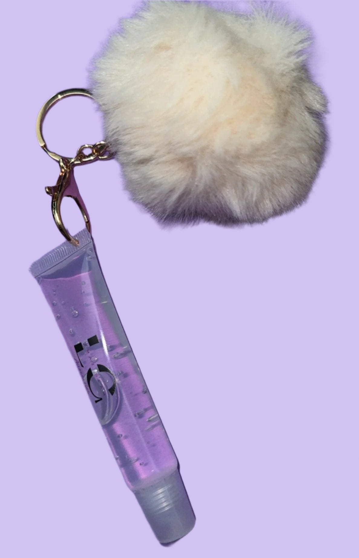 Clear Lipgloss Pom Pom Keychain