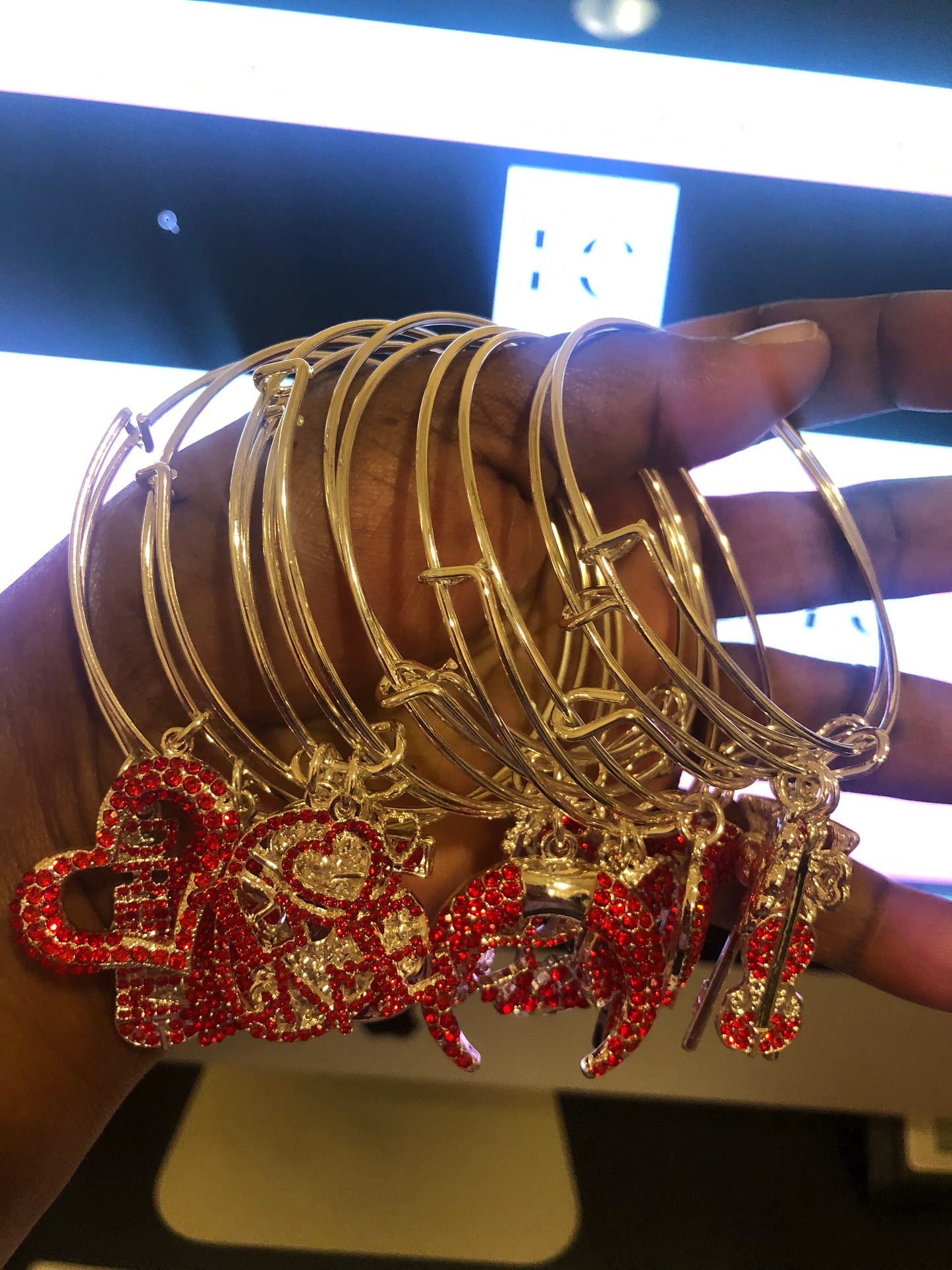 Red of Armor Charm Bangle Bracelet